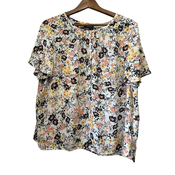 Liz Claiborne Career Petite Floral Print Blouse Button Up PXL Top - Picture 1 of 5